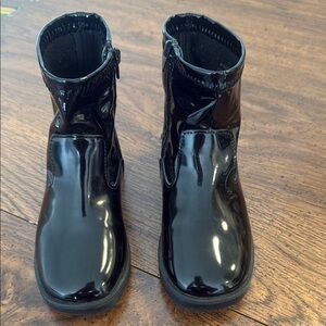 Zara Black Patent Leather Ankle Boots